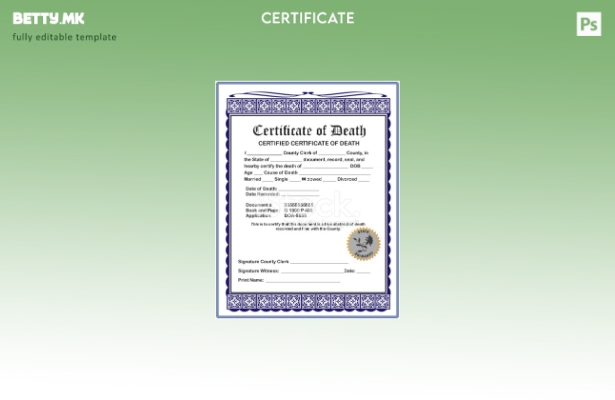 модерен стил Сертифициран шаблон за сертификат за смрт